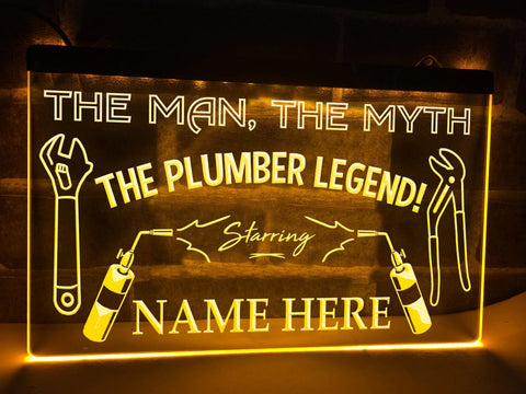 Image of The Plumber Legend Pesonalized Illuminated Sign