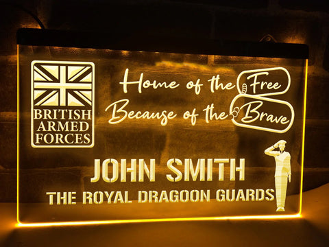 Image of British Armed Forces Personalized Illuminated Sign
