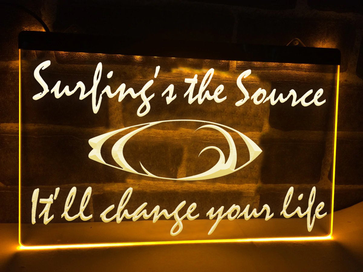 Surfing's the Source Illuminated Sign