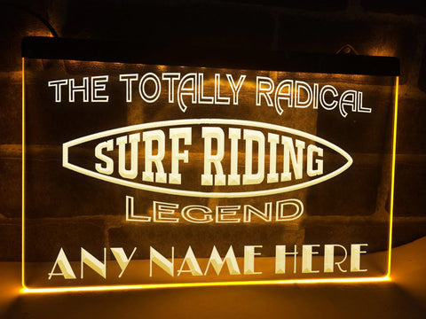 Surf Riding Legend Personalized Illuminated Sign