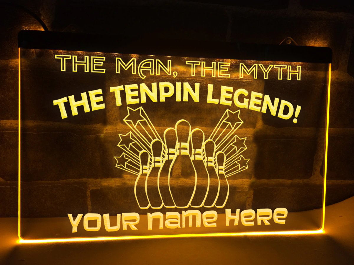 Tenpin Bowling Legend Personalized Illuminated Sign