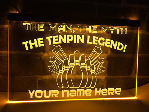 Image of Tenpin Bowling Legend Personalized Illuminated Sign