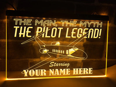 The Pilot Legend Personalized Illuminated Sign