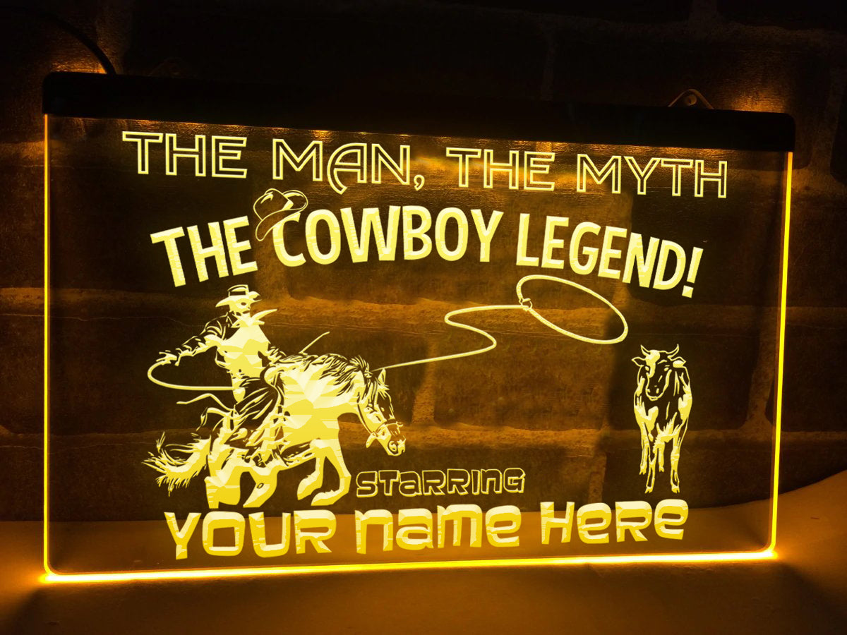 Cowboy Legend Personalized Illuminated Sign