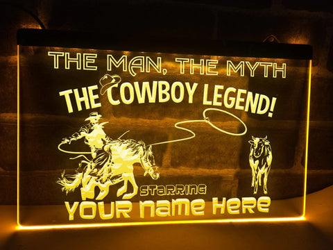 Image of Cowboy Legend Personalized Illuminated Sign