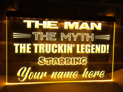 neon trucking legend sign - yellow