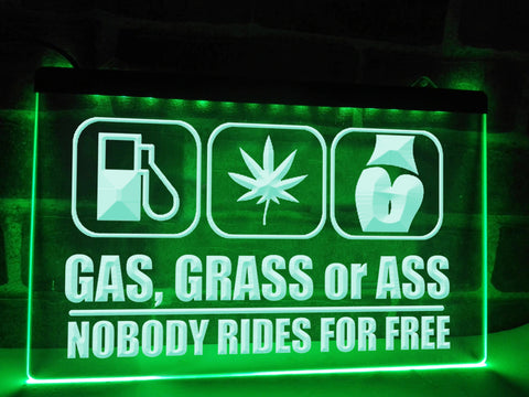 Image of Gas, Grass or Ass Funny Illuminated Sign
