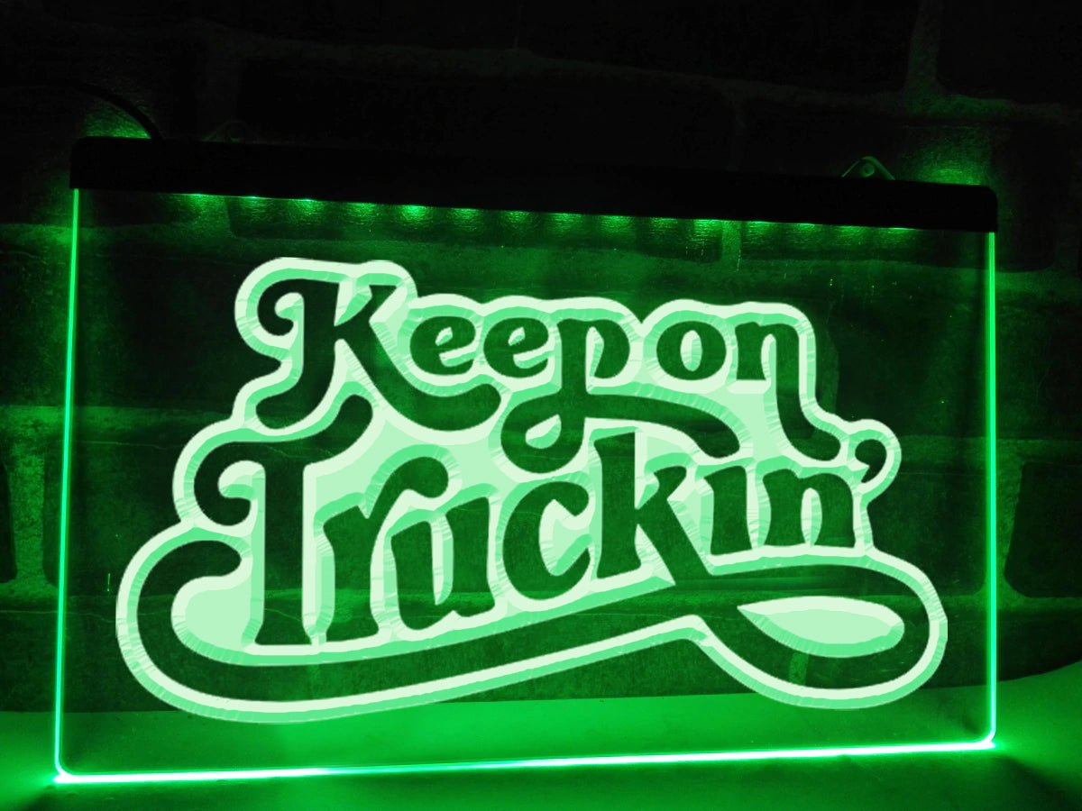 Keep on Truckin' LED Neon Sign in green