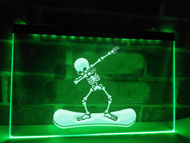 Dabbing Snowboard Skeleton Illuminated Sign