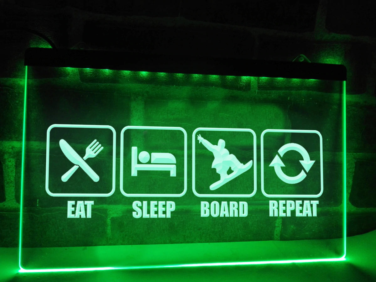 Eat Sleep Board Illuminated Sign