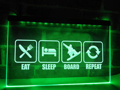 Eat Sleep Board Illuminated Sign