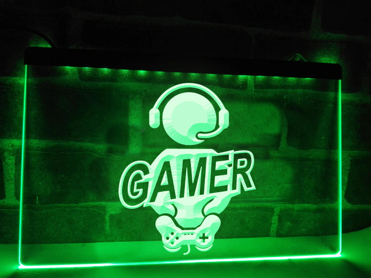 Seated Gamer Illuminated Sign