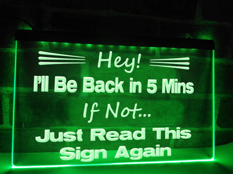 Image of Back in 5 Minutes Illuminated Sign