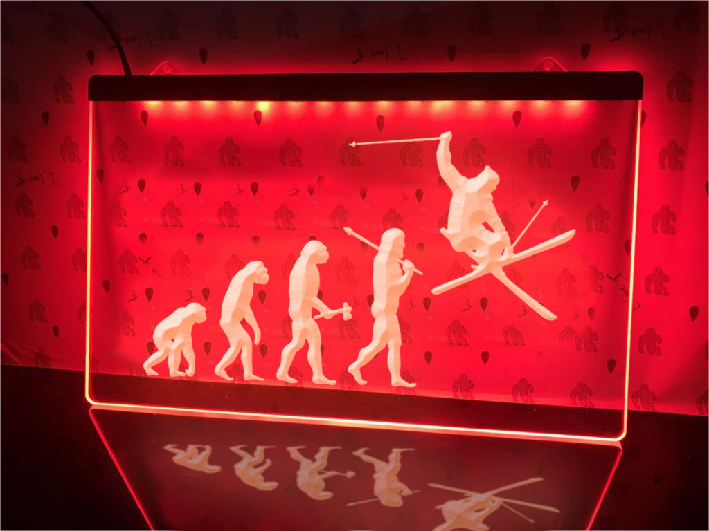Skier Evolution Illuminated Sign