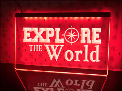 World Exploration Illuminated Sign