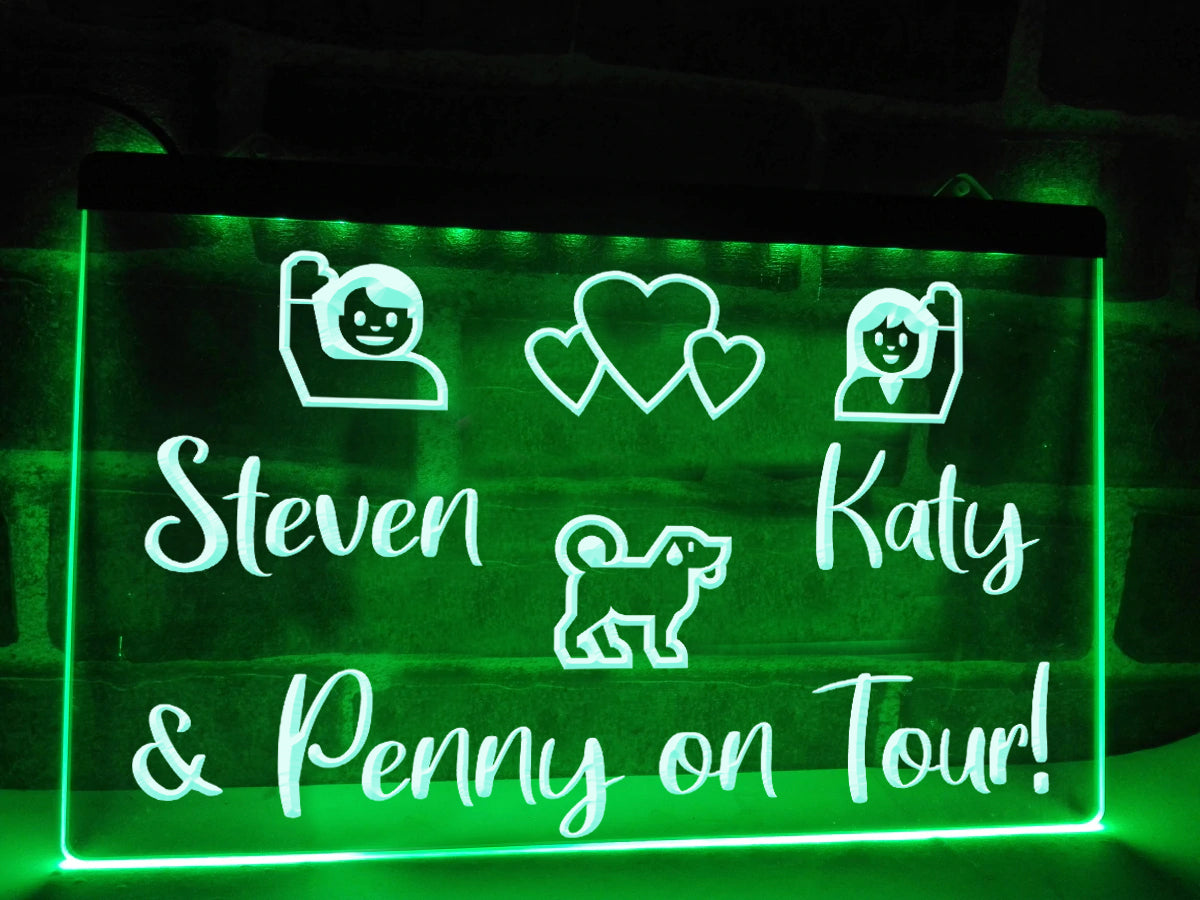 On Tour with Dog Personalized Illuminated Sign