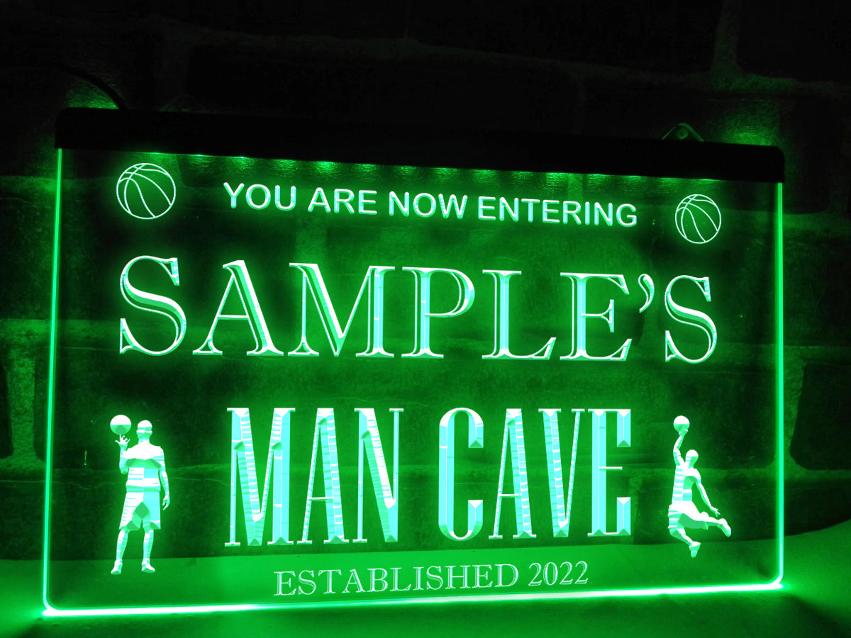 Basketball Man Cave Personalized Illuminated Sign