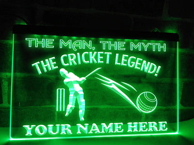 The Cricket Legend Personalized LED Neon Sign