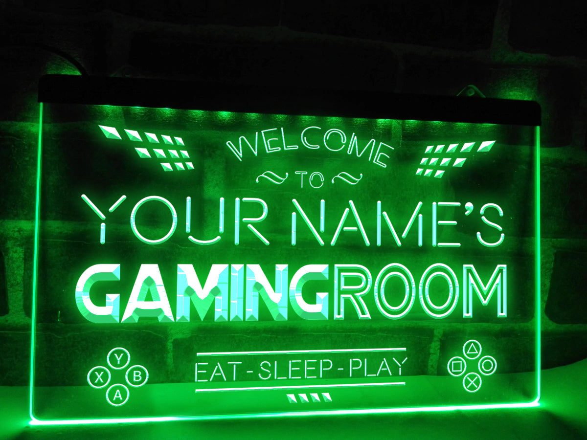 Eat Sleep Play Gaming Room Personalized Illuminated Sign