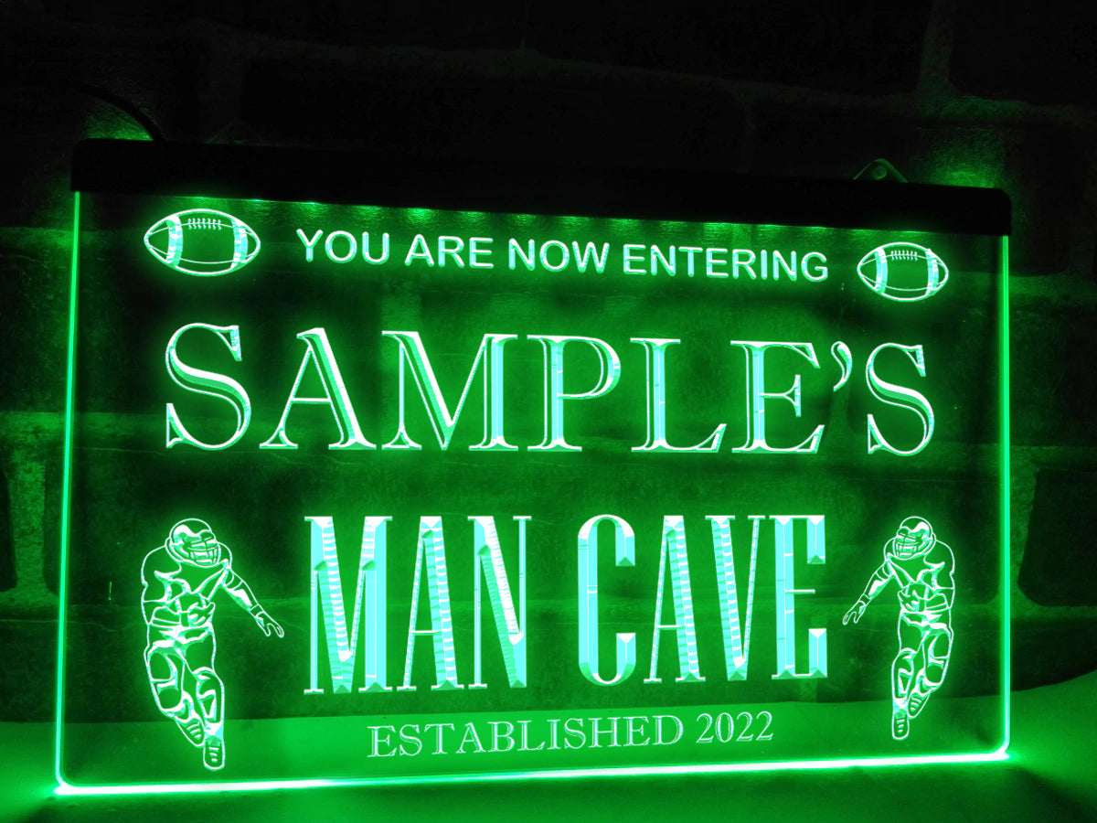 American Football Man Cave Personalized Illuminated Sign