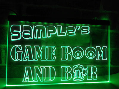 Game Room and Bar Personalized Illuminated Sign
