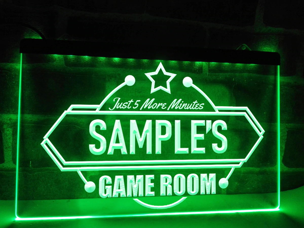 5 More Minutes LED Neon Game Room Sign in Green