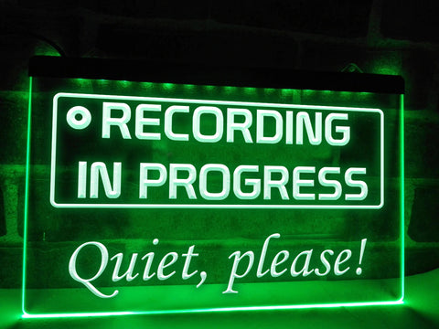 Image of Recording in Progress, Quiet Please Illuminated Sign