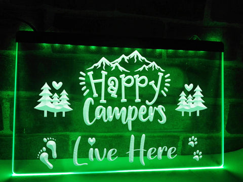 Image of Happy Campers Live Here Illuminated Sign