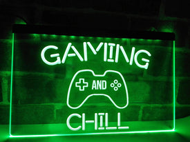 Gaming and Chill Illuminated Game Room Sign