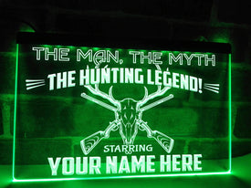 Hunting Legend Personalized LED Neon Sign in Green