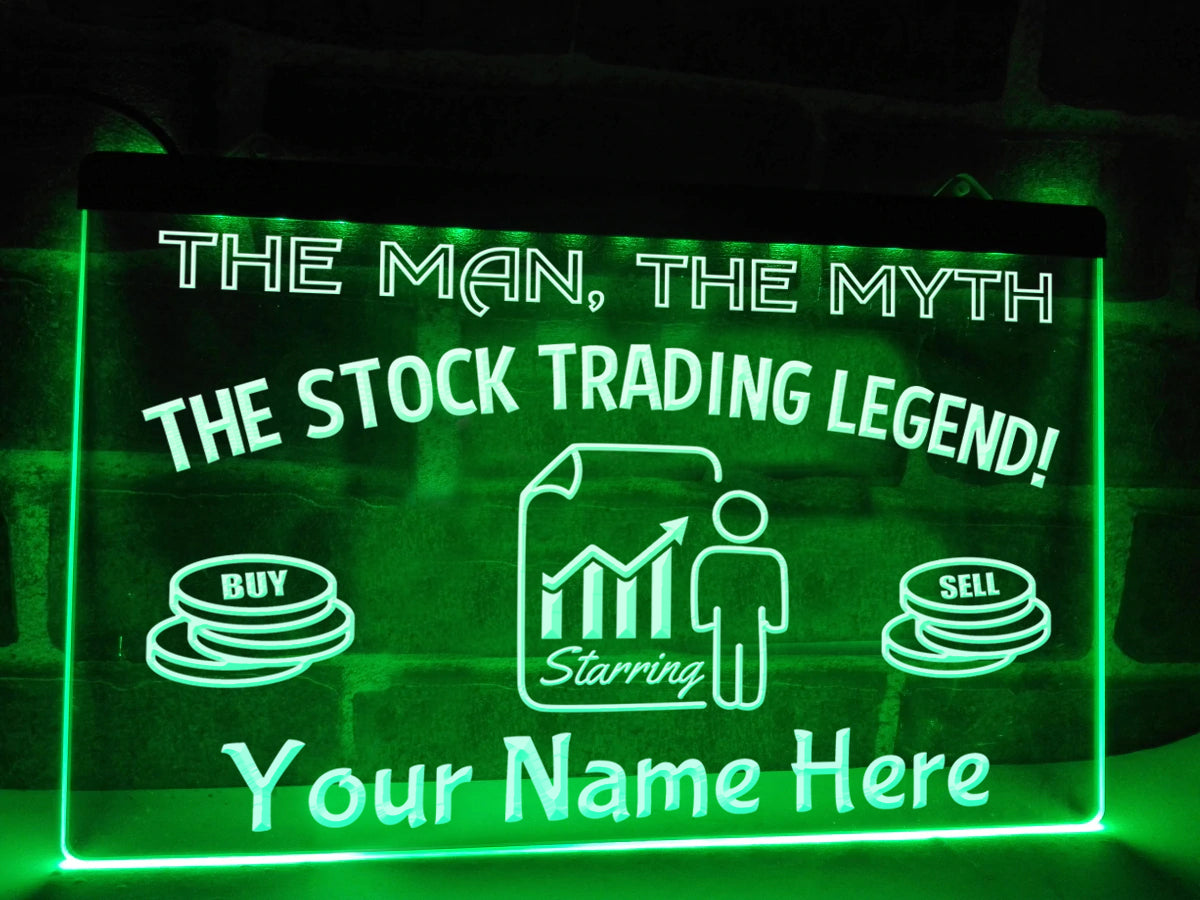 Stock trading legend led neon sign in green