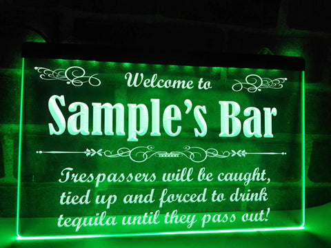 Image of Trespassers Bar Personalized Illuminated Sign