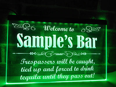 Trespassers Bar Personalized Illuminated Sign