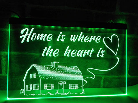 Image of Home is Where the Heart is Illuminated Sign