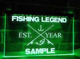 Fishing Legend Personalized Illuminated Sign in green