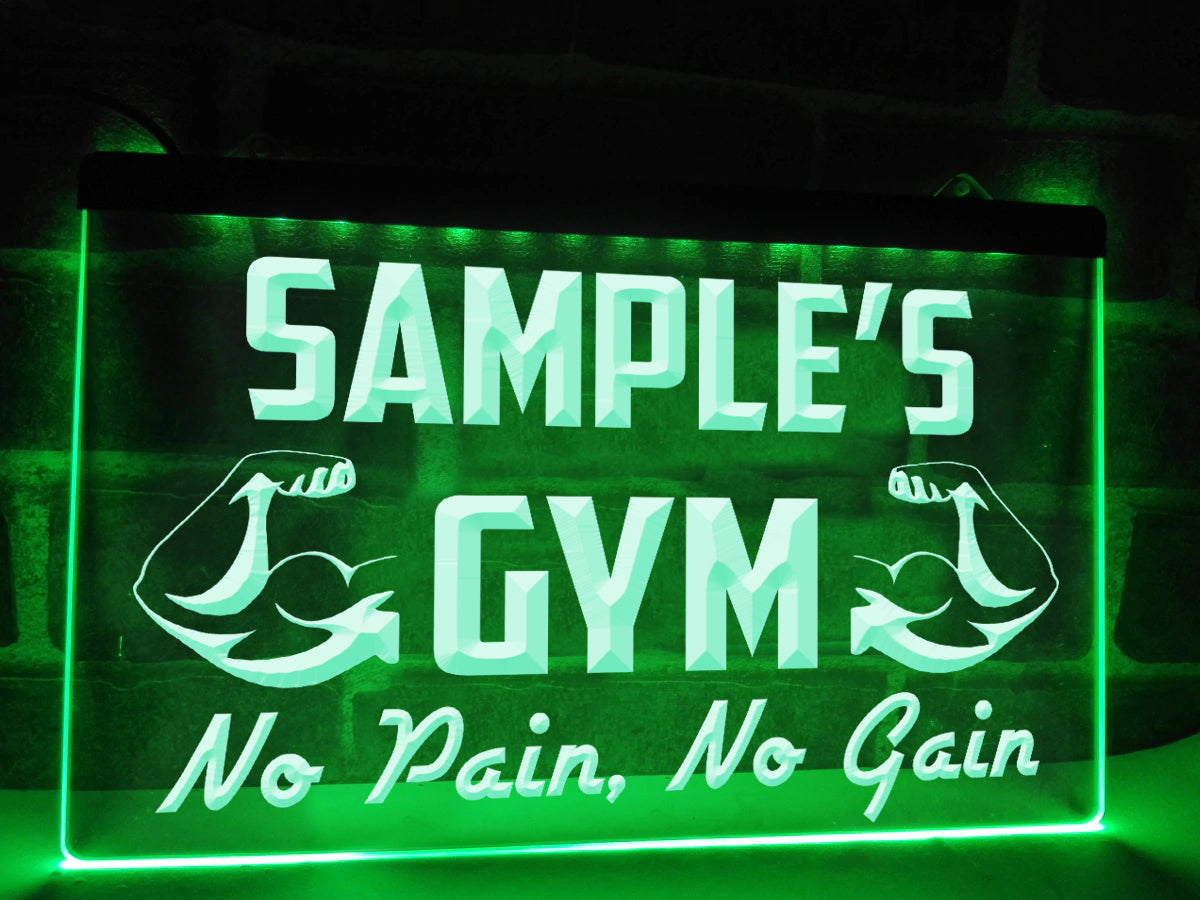 No Pain, No Gain Personalized Illuminated Gym Sign