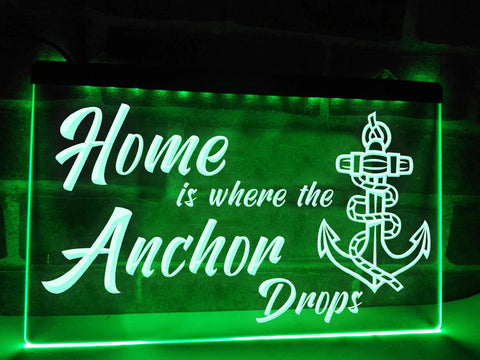 Image of Home is where the Anchor Drops Illuminated Sign