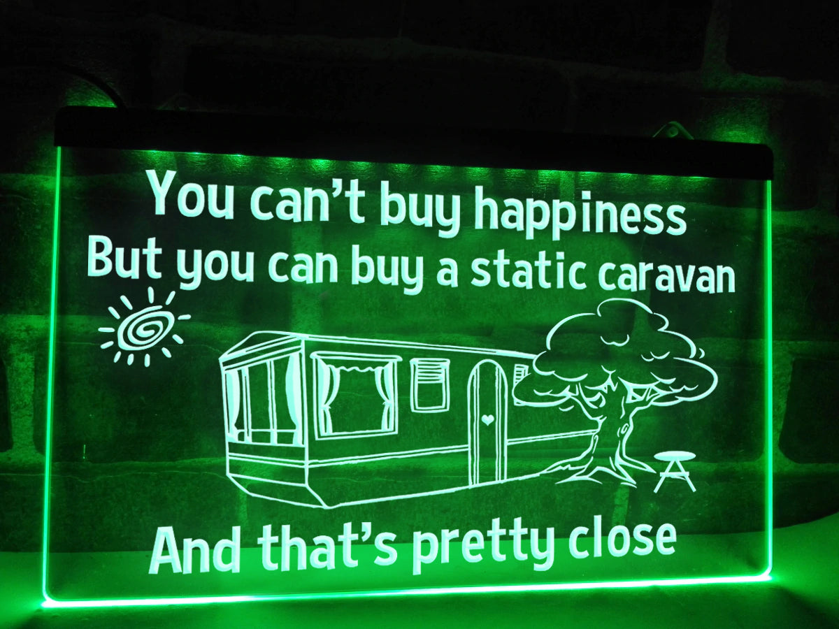 Static Caravan LED neon sign in green