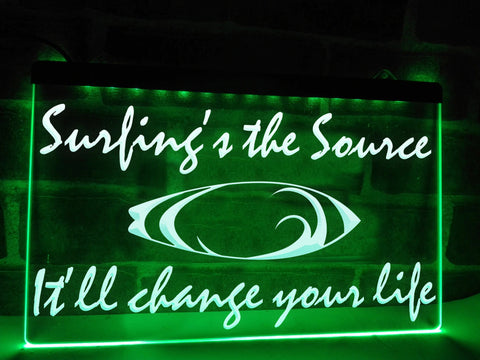 Surfing's the Source Illuminated Sign