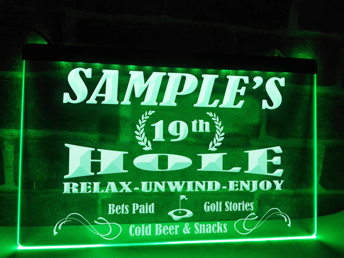 19th Hole Personalized Illuminated Sign