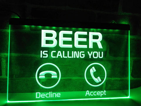 Image of Beer is calling neon bar sign