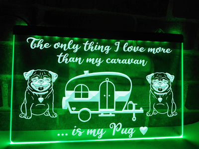 Caravan and Pug Illuminated Sign