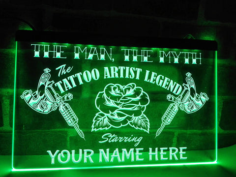Image of Tattoo Artist Legend Personalized Illuminated Sign