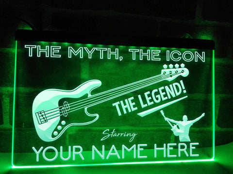 Image of Bass Guitar Legend Personalized Illuminated Sign