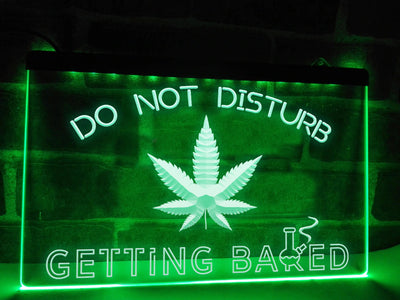 Getting baked Cannabis green neon sign 