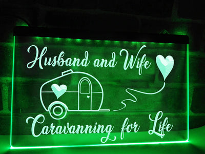 Husband and Wife Caravanning for Life Illuminated Sign