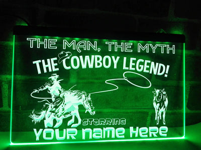 Cowboy Legend Personalized Illuminated Sign