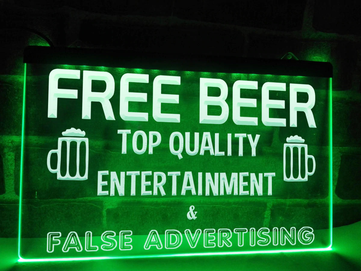 Free Beer Funny Illuminated Sign