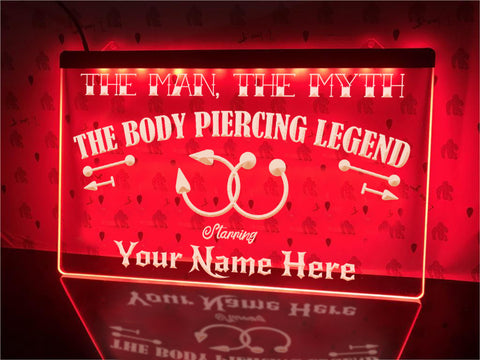Image of Body Piercing Legend Personalized Illuminated Sign