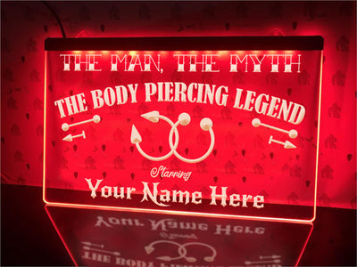Body Piercing Legend Personalized Illuminated Sign